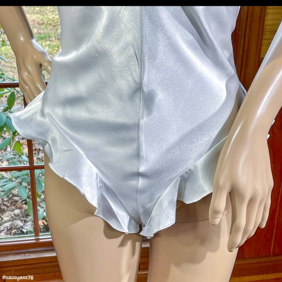 ▪️BETSEY JOHNSON▪️RARE Lace & Ruffles Satin Bow Embroidered Teddy Lingerie - Picture 4 of 6